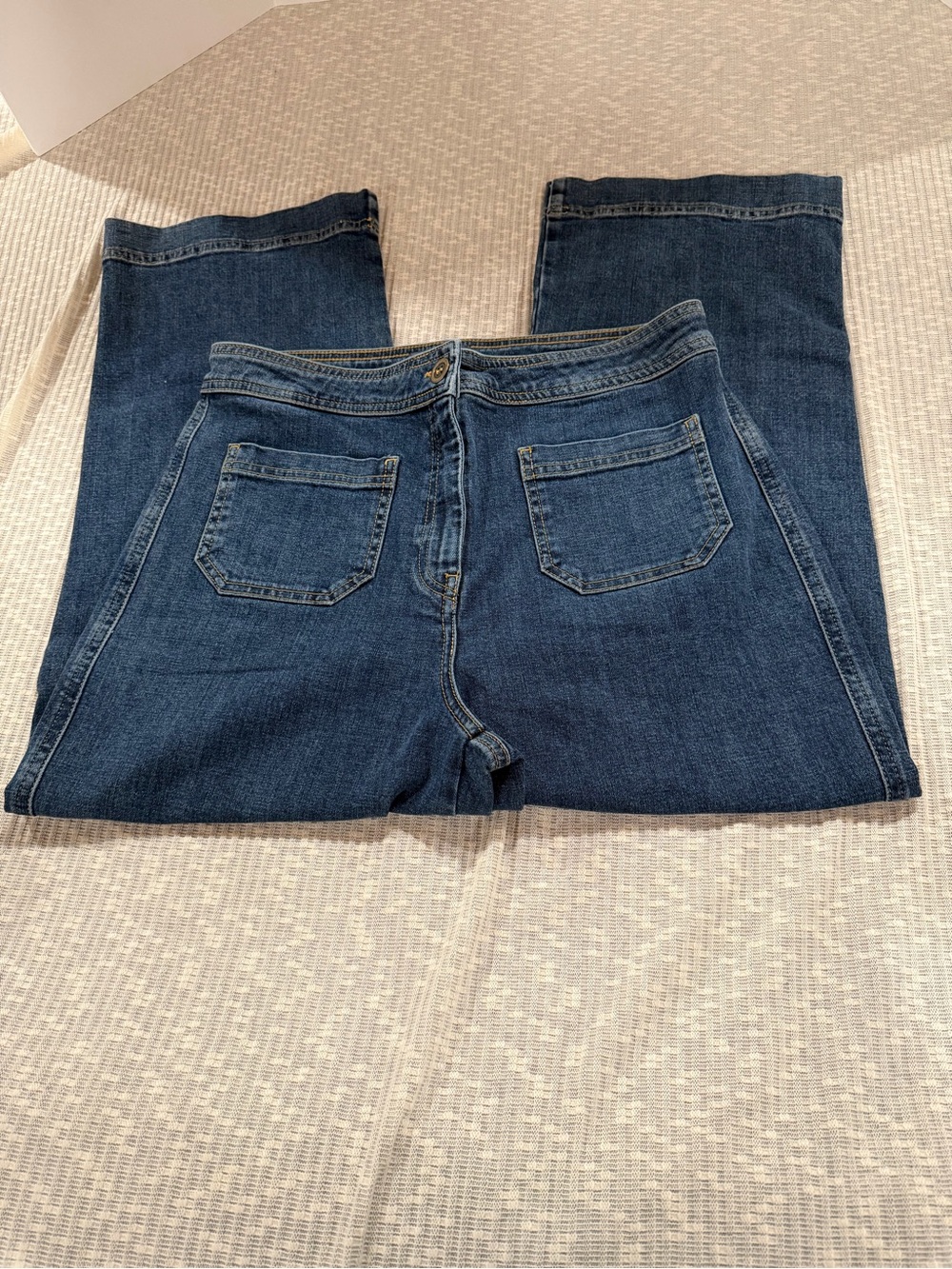 WYSE London Wide Leg Cropped Jeans Size 4R Blue Stretch Denim